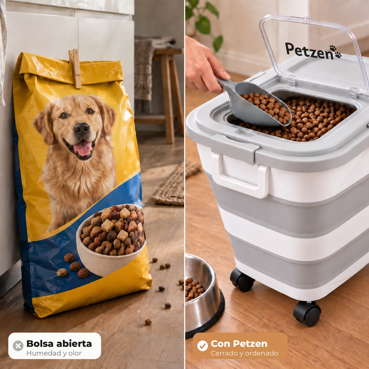 Contenedor de Alimento Con Ruedas — Comida Fresca, Fácil de Mover